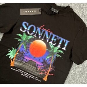 Sonneti London Mens Small Black Resort Collection Graphic T-Shirt NWT